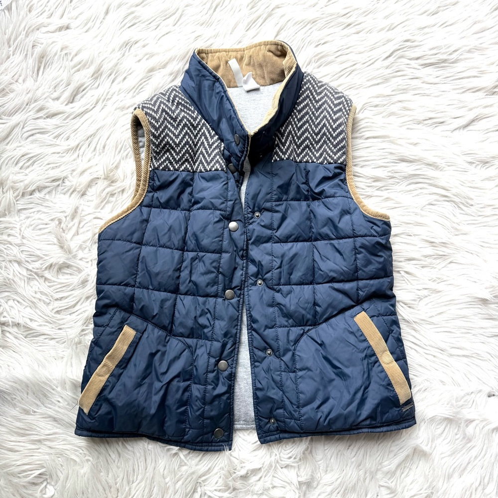 ELEMENT Women's Navy Corduroy & Herringbone Trim Vest Medium